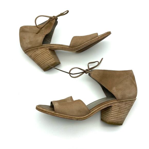 Eileen Fisher Ann Nubuck Suede Ankle Tie Heel Sandal Brown 9.5 - Picture 7 of 10